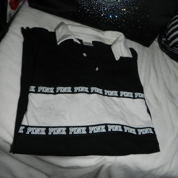 PINK Victoria's Secret Collared Long Sleeve Polo Shirt  Women's M 🆕⌚📦🏃💨🚚 - Picture 8 of 16